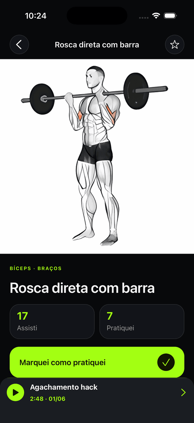 Detalhe do exercício com ilustração e estatísticas